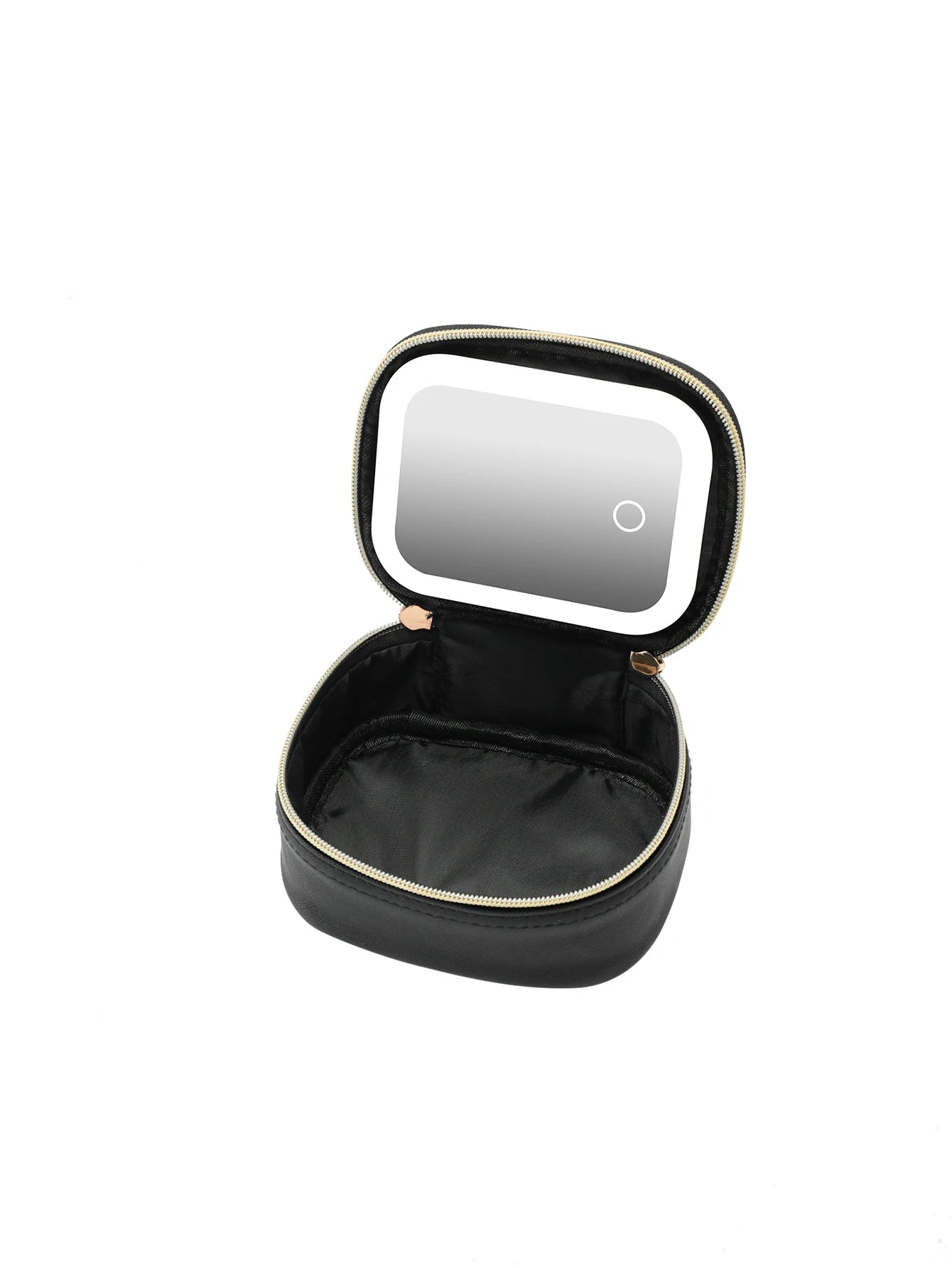 Rechargeable Travel Makeup Bag With LED Mirror, Compact Touch Screen Tabletop Cosmetic Mirror, 3 Colors Light