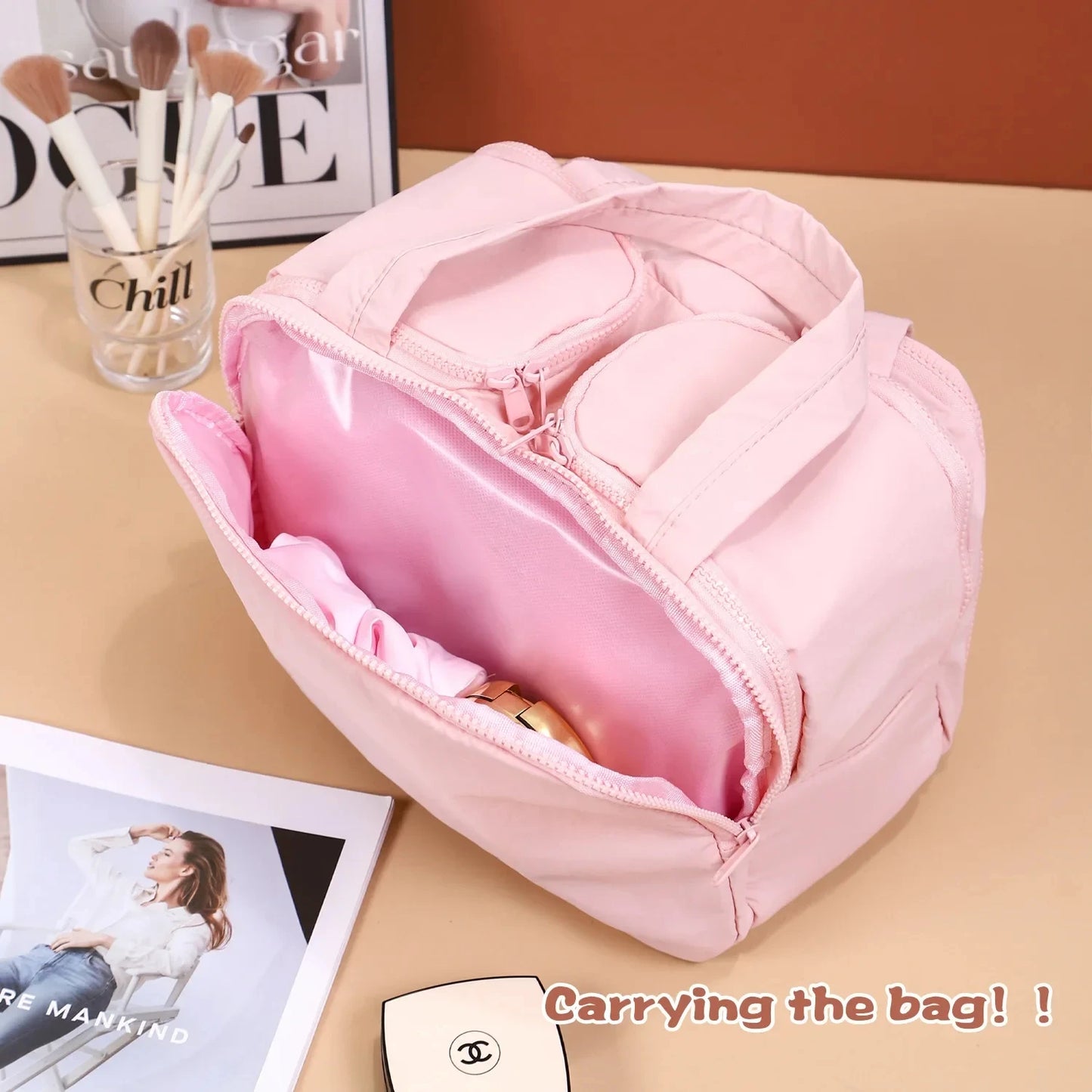 Large Capaci Portable Lightweight Makeup Bag Women's Travel Miscellaneous Storage Bag Handheld Organizer Cosmetic Pouch Wash Bag