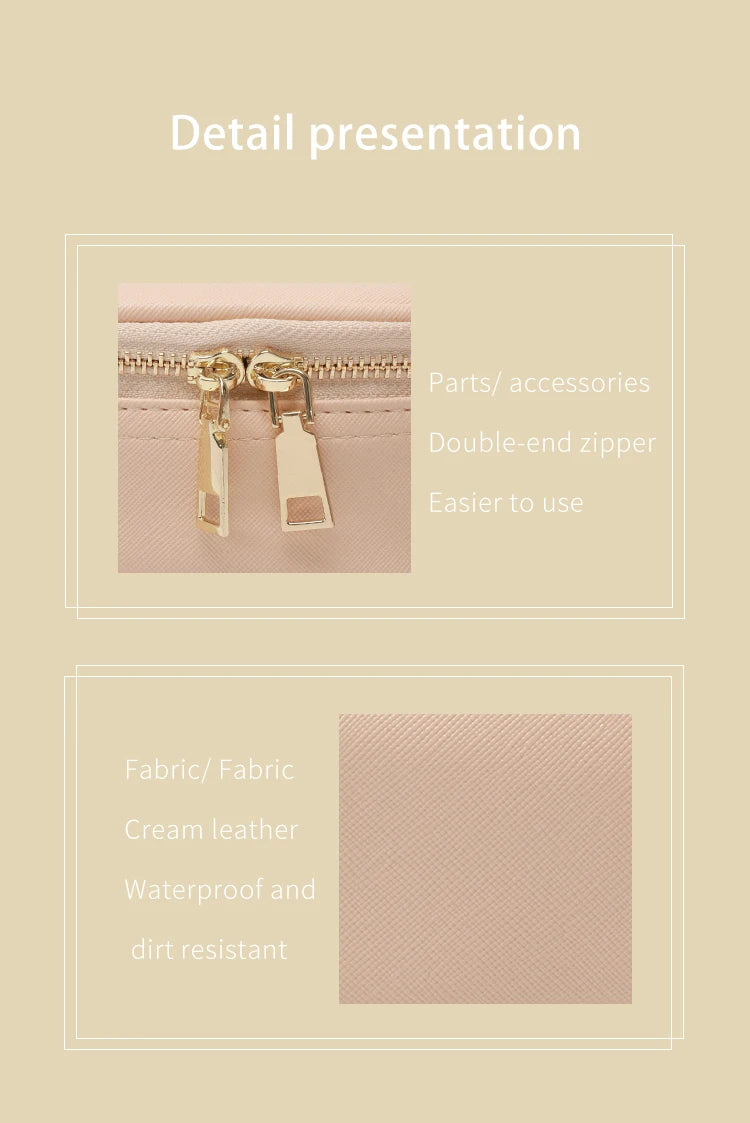 Rechargeable Travel Makeup Bag With LED Mirror, Compact Touch Screen Tabletop Cosmetic Mirror, 3 Colors Light