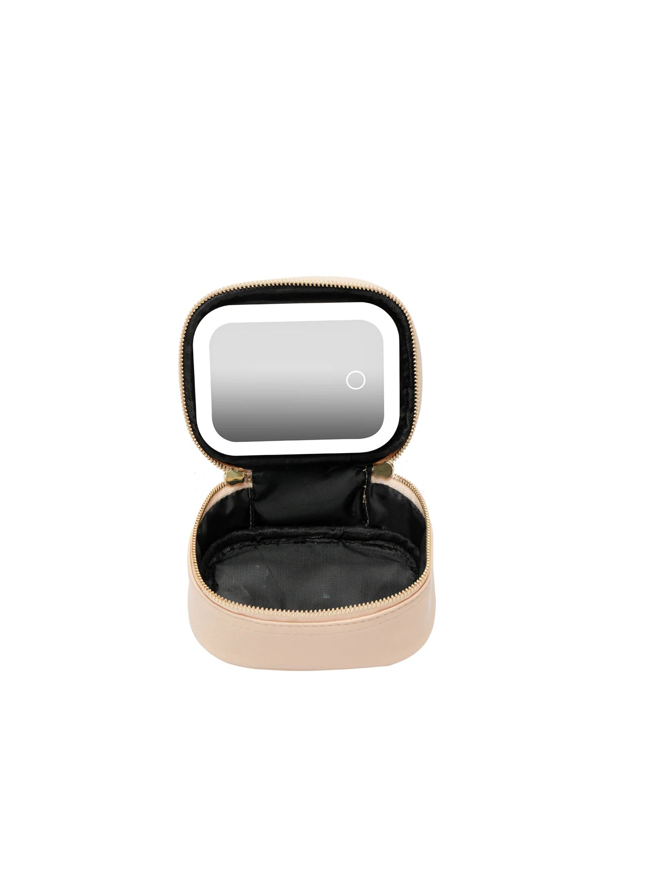 Rechargeable Travel Makeup Bag With LED Mirror, Compact Touch Screen Tabletop Cosmetic Mirror, 3 Colors Light