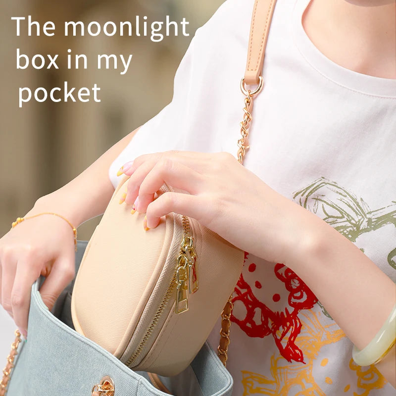 Rechargeable Travel Makeup Bag With LED Mirror, Compact Touch Screen Tabletop Cosmetic Mirror, 3 Colors Light