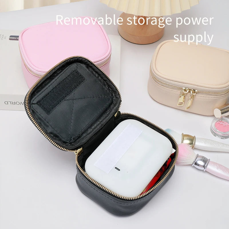 Rechargeable Travel Makeup Bag With LED Mirror, Compact Touch Screen Tabletop Cosmetic Mirror, 3 Colors Light