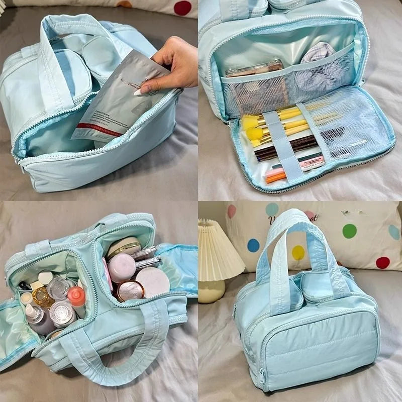Large Capaci Portable Lightweight Makeup Bag Women's Travel Miscellaneous Storage Bag Handheld Organizer Cosmetic Pouch Wash Bag