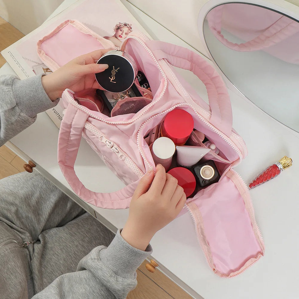 Large Capaci Portable Lightweight Makeup Bag Women's Travel Miscellaneous Storage Bag Handheld Organizer Cosmetic Pouch Wash Bag
